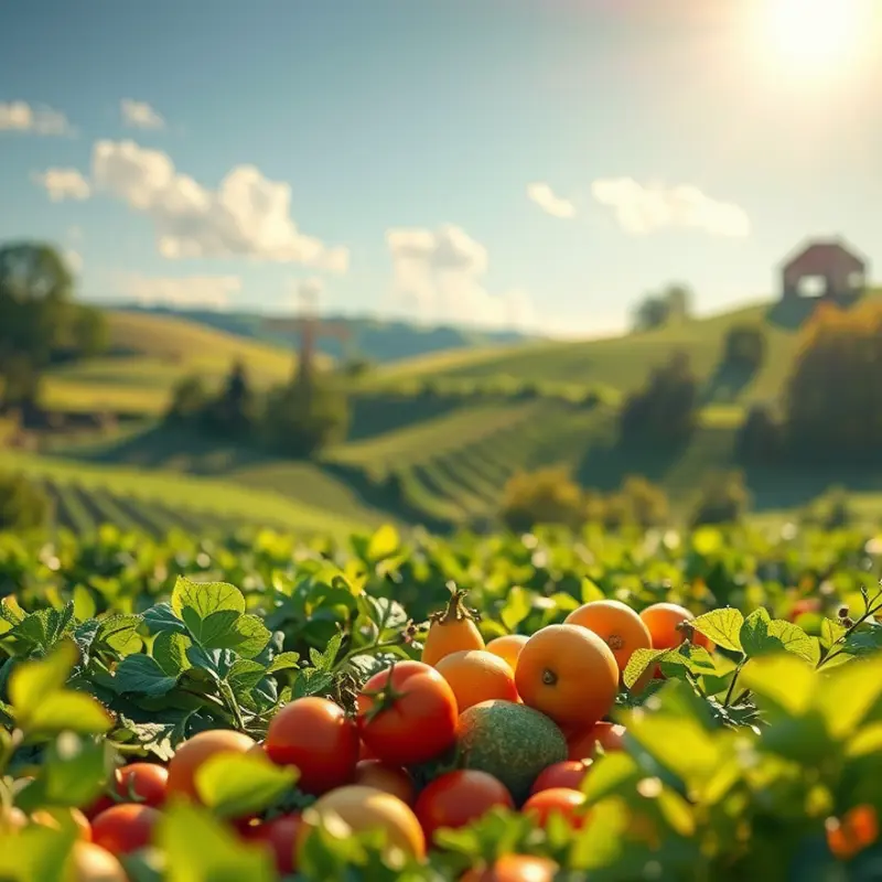 A vibrant orchard filled with organic produce, representing the essence of global culinary traditions.