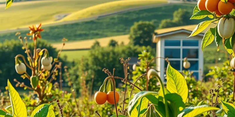 A scenic view of a sunlit field with a variety of vibrant vegetables growing in a lush environment.
