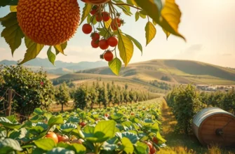 A lush field showcasing a variety of organic fruits and vegetables.