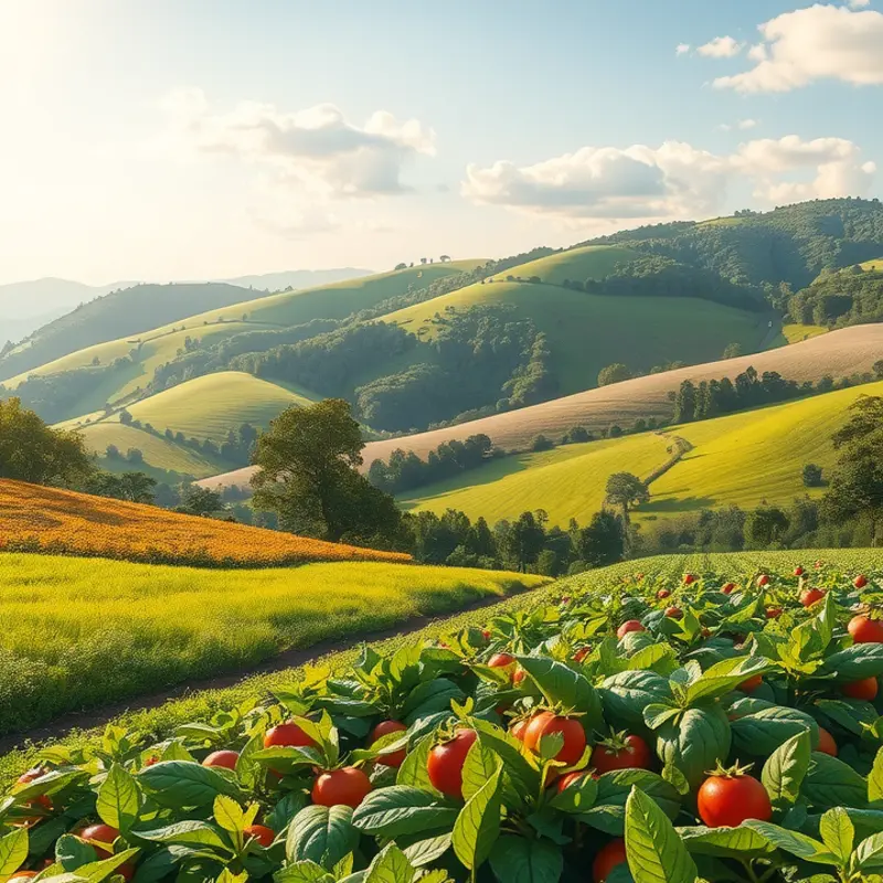 A sunlit field showcasing vibrant, organic produce.