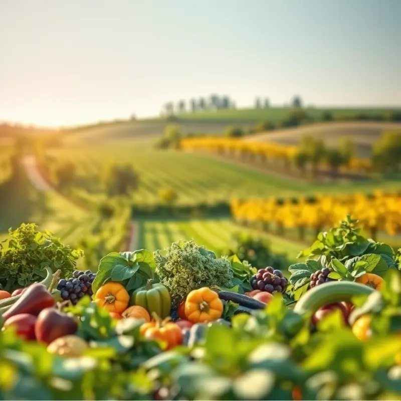 A sunlit field showcasing vibrant fruits and vegetables that reflect the essence of raw diets.