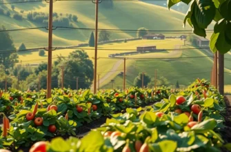A lush field abundant with fruits and vegetables under sunlight, symbolizing the beauty of nurturing healthy eating habits.