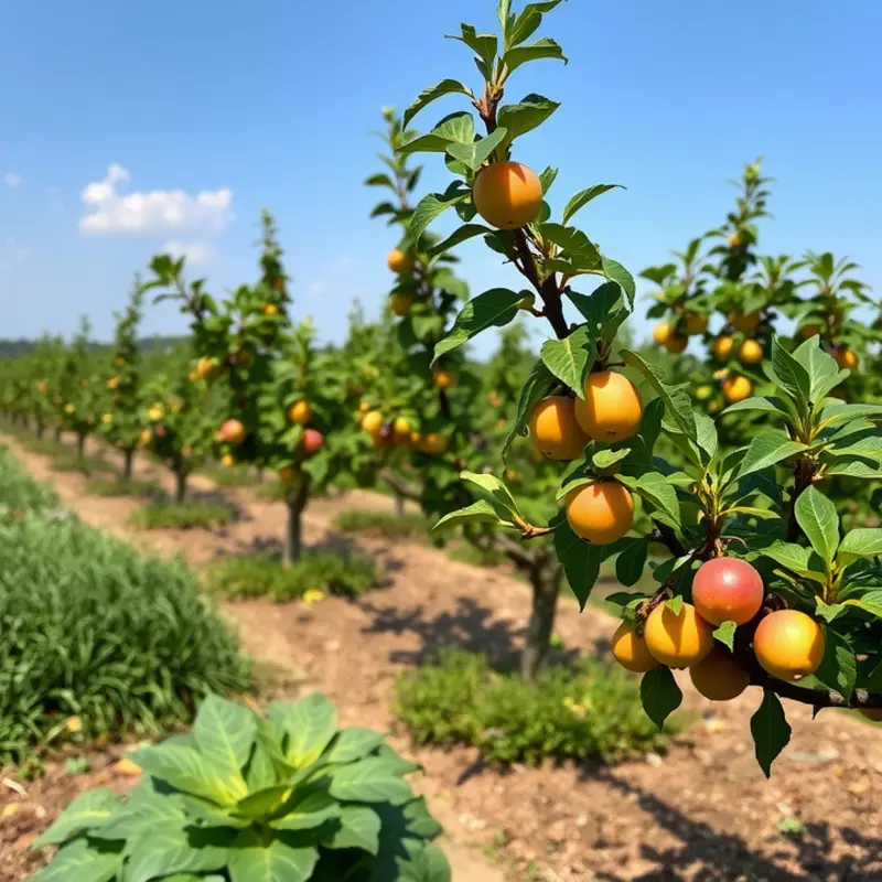 A vibrant sunlit field filled with organic produce, representing nature’s abundance.