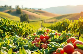 Ecosystem of healthy produce in a sunlit environment illustrating eco-friendly cooking.