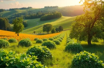 An expansive orchard filled with colorful fruits and vegetables, illustrating sustainable food choices.