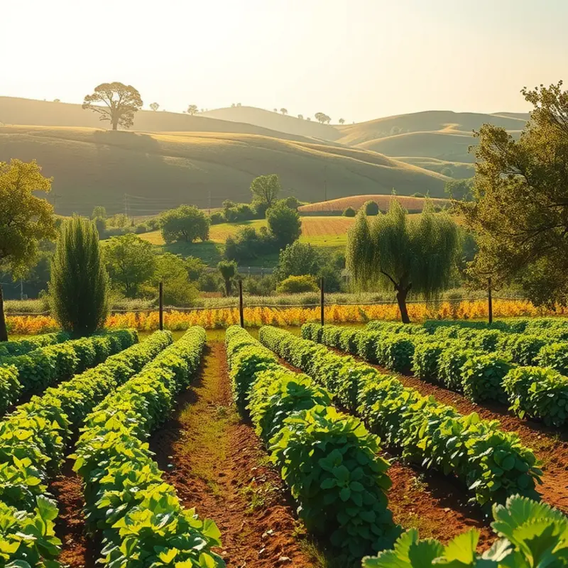 A sunlit field showcasing the vibrancy of organic produce.