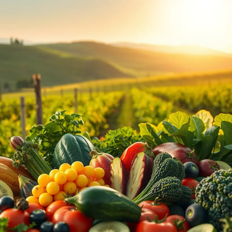 A vibrant, sunlit field showcasing the beauty of organic agriculture.