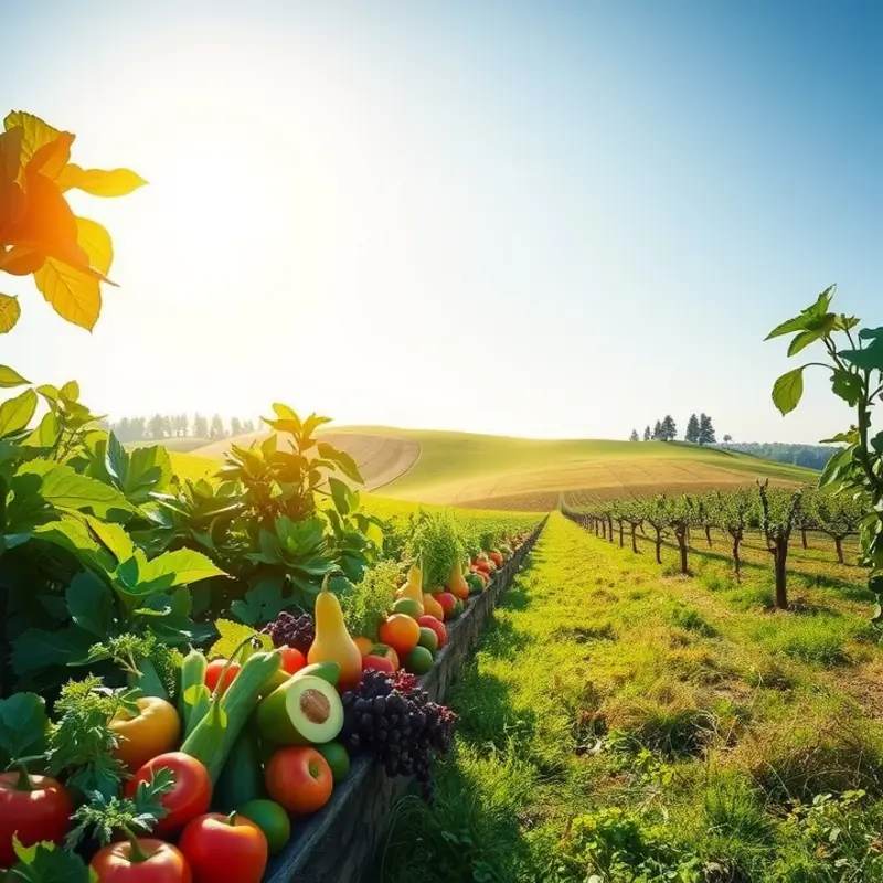 Fresh, vibrant vegetables growing in a natural landscape.