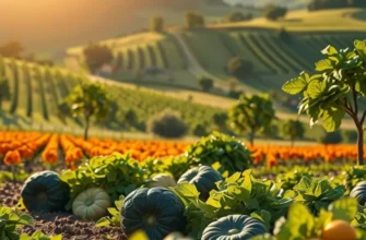 A scenic view featuring a variety of fruits and vegetables, representing health and nutrition.