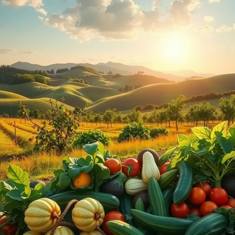 A vibrant landscape showcasing the natural abundance of organic produce.
