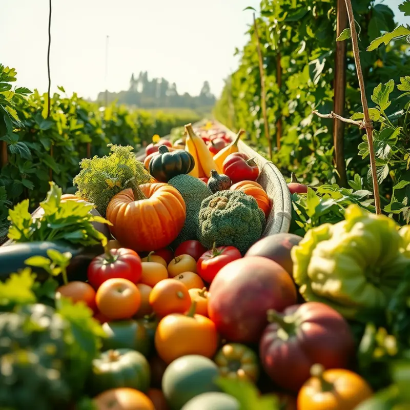 Fresh and vibrant vegetables growing in a sunlit field.