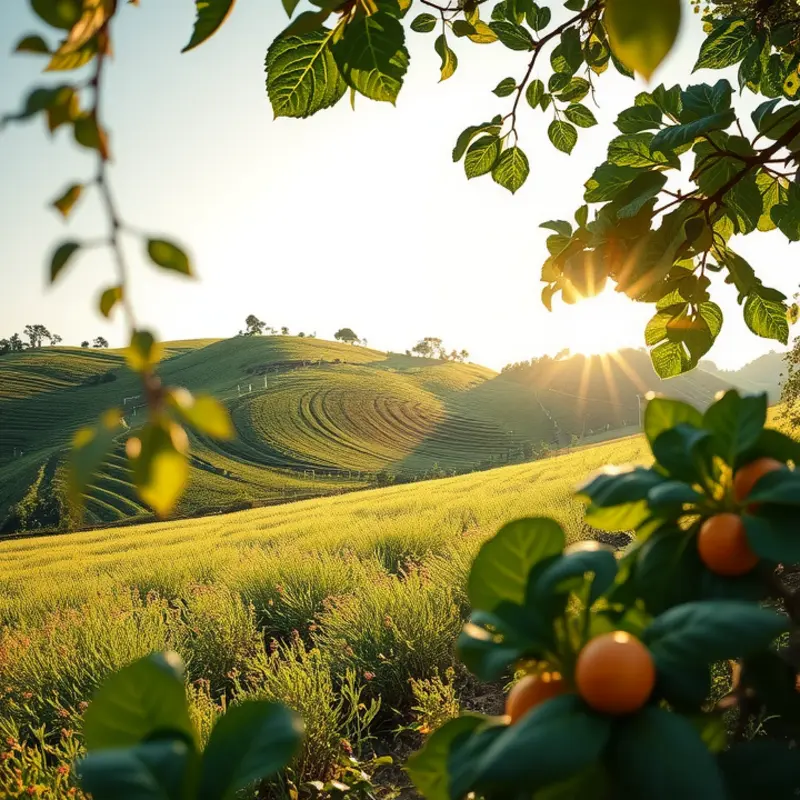 A natural landscape showcasing a cornucopia of healthy produce.