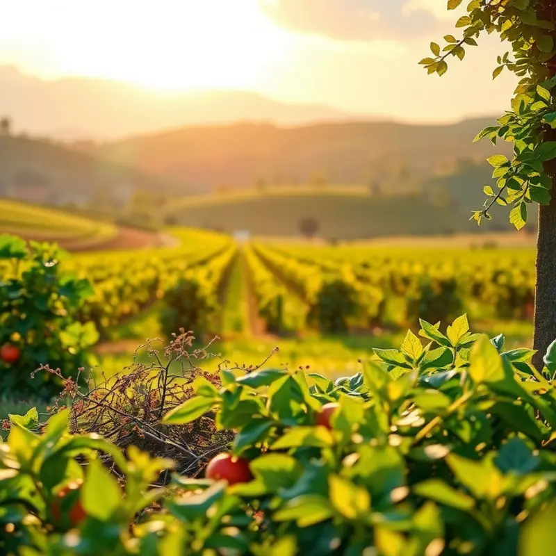 A scenic landscape reflecting the abundance of nature and healthy nutrition.