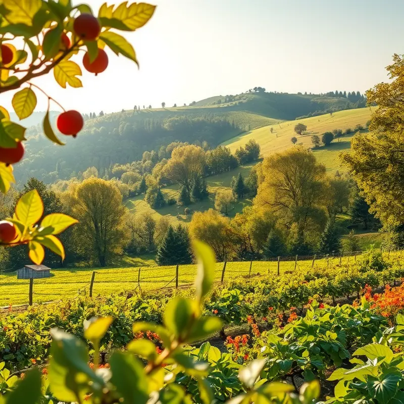 A lush, sunlit field showcasing vibrant tropical produce.