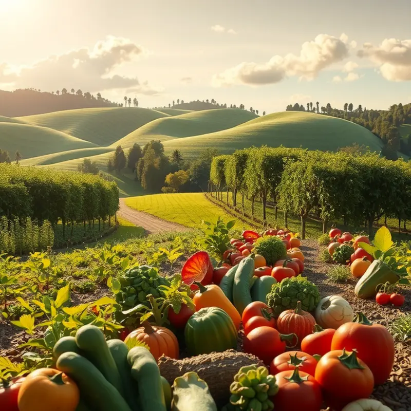 A serene landscape showcasing the abundance of organic farming methods that promote sustainability.