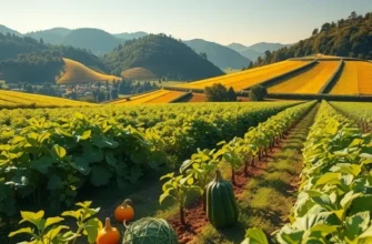 A picturesque field filled with fresh organic produce under warm sunlight, emphasizing the connection to healthy baking.