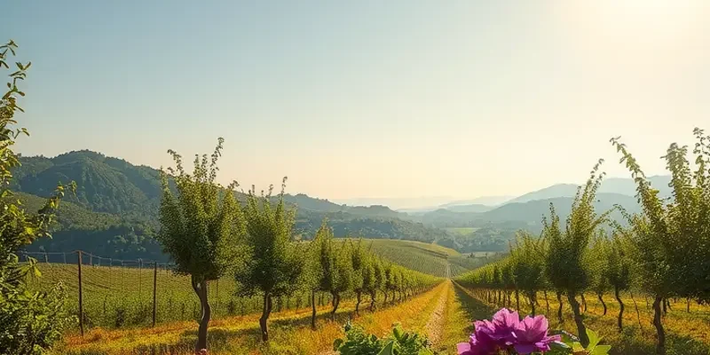 A tranquil field filled with fresh vegetables and fruits, representing healthy eating.