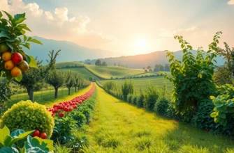 A scenic field filled with vibrant vegetables and fruits, symbolizing the richness of global culinary traditions.