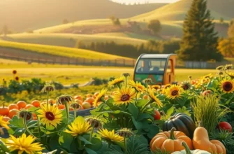 A lush, sunlit field showcasing a variety of healthy produce in harmony with nature.