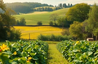 A sunlit field filled with vibrant vegetables and fruits, surrounded by lush greenery, highlighting organic nutrition.