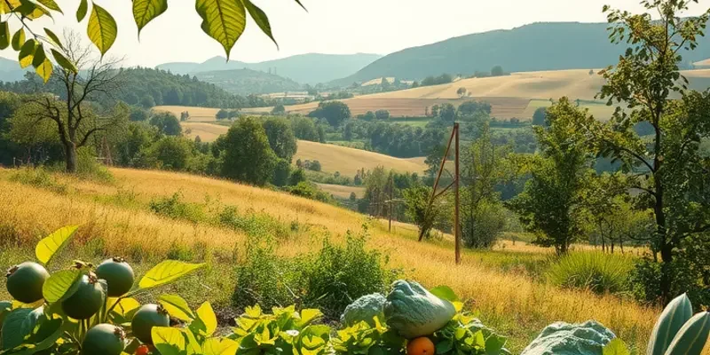 A picturesque landscape filled with fruits and vegetables symbolizing a healthy keto lifestyle.