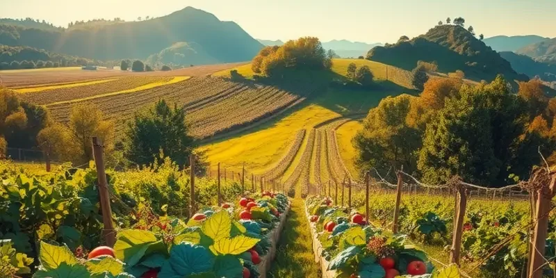 A breathtaking field filled with fresh fruits and vegetables, exemplifying a low-fat raw vegan lifestyle.