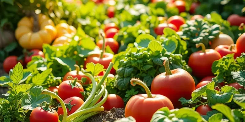 A serene sunlit field showcasing an abundance of organic produce, emphasizing the concept of healthy meal prep.