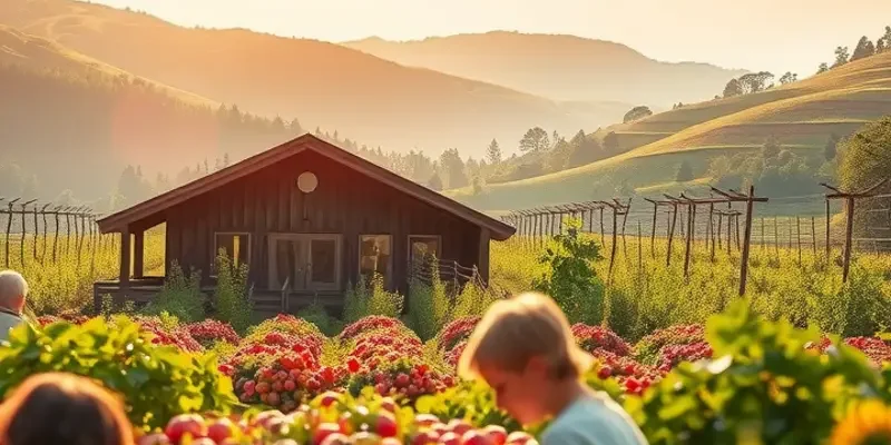 A lush orchard showcasing an array of fruits and vegetables growing in a natural setting.
