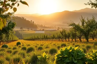 A sunlit field abundant with fresh vegetables and fruits in a natural setting.