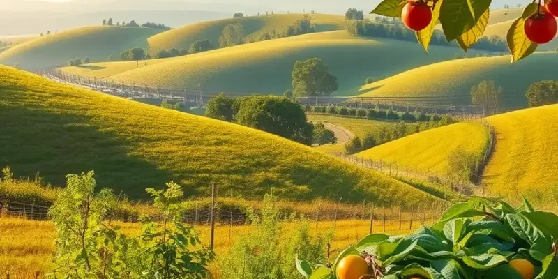 A lush, organic landscape showcasing the beauty of vibrant fruits and vegetables.
