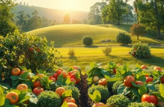 Vibrant sunlit field of fruits and vegetables, representing healthy living.