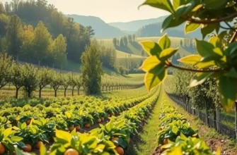 Lush field displaying an abundance of organic produce under the warm sunlight.
