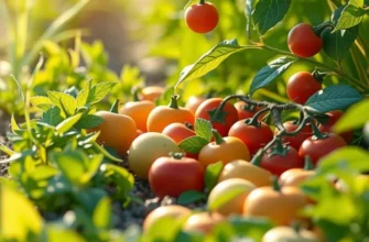 A pristine sunlit field abundant with organic fruits and vegetables, symbolizing health and wellness.