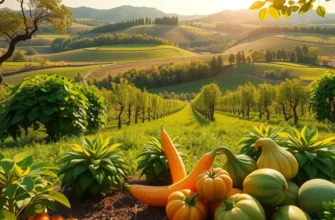 A picturesque field filled with organic fruits and vegetables, representing freshness and health.
