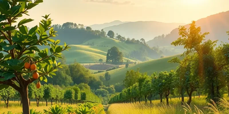 Beautiful organic landscape highlighting healthy vegetables and greens.