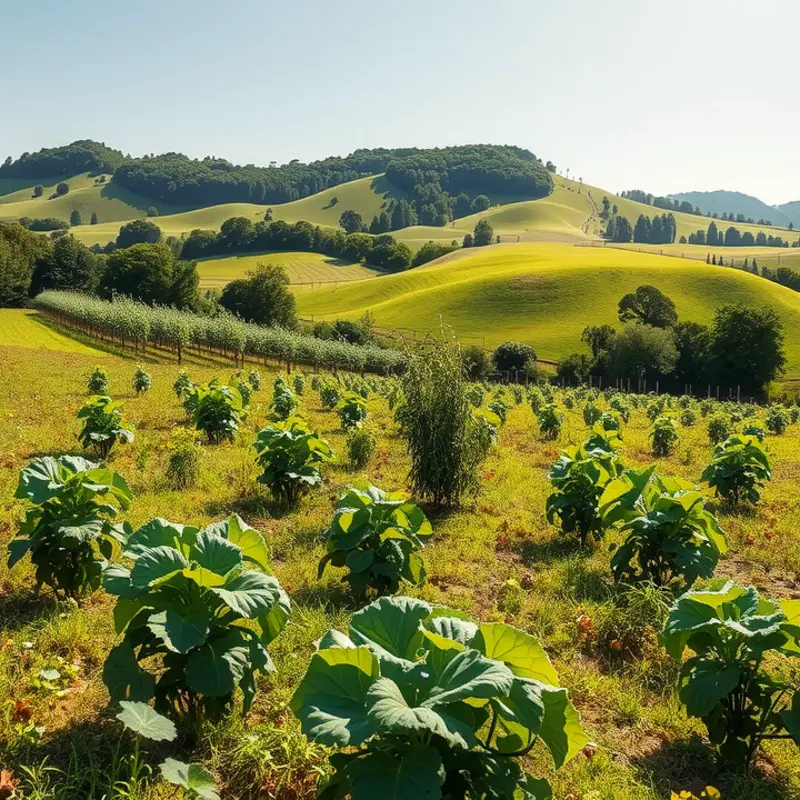 Vibrant crops flourishing in natural harmony, embodying the essence of fermentation.