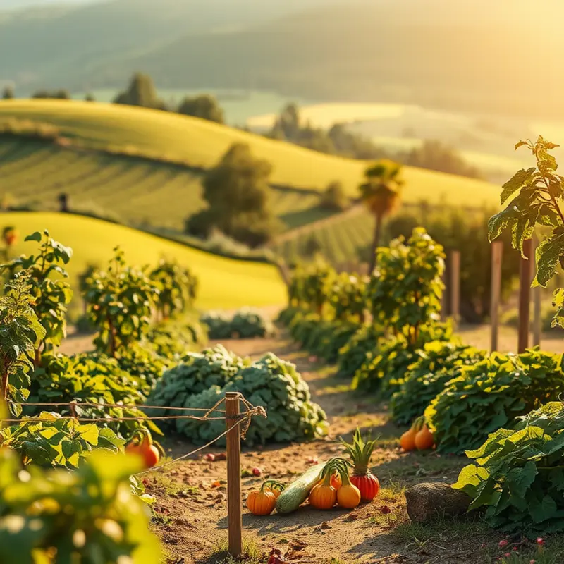 Vibrant crops flourishing in natural harmony, embodying the essence of fermentation.