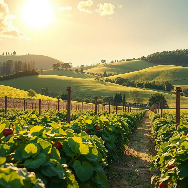 A vibrant landscape illustrating the abundance of natural and organic produce.