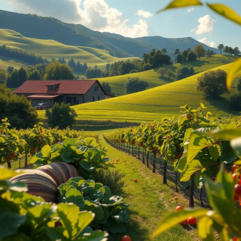 A lush orchard filled with vibrant citrus fruits basking in sunlight.