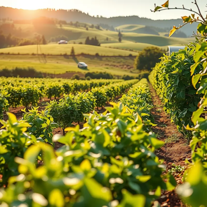 A sunlit field showcasing vibrant vegetables and fruits, symbolizing abundance and healthy nourishment.