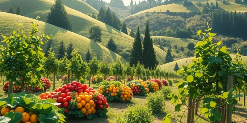 A breathtaking landscape of a field filled with abundant organic produce, symbolizing healthy eating.