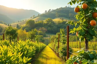 A scenic field filled with organic vegetables and fruits, emphasizing healthy eating.