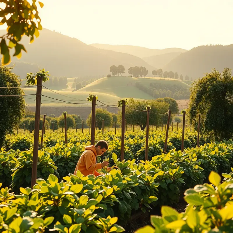 A vibrant sunlit field showcasing an abundance of fresh organic produce.