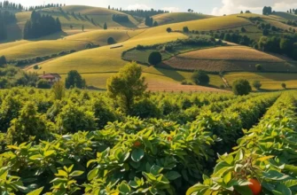 A scenic landscape filled with vibrant vegetables and fruits in a sunlit field, embodying the essence of a healthy flexitarian diet.