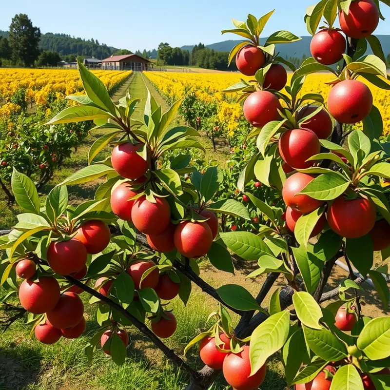 A sunlit field brimming with colorful organic produce.