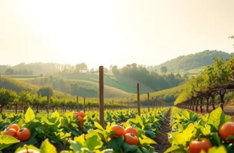 A beautiful landscape representing an abundance of organic food in nature.