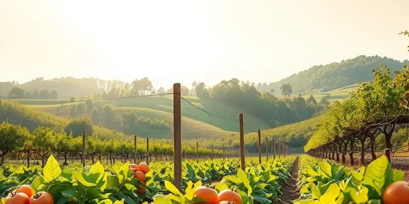 A beautiful landscape representing an abundance of organic food in nature.