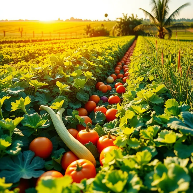 A vibrant field showcasing the abundance of fresh organic produce.