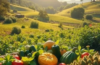 A serene orchard showing lush, fertile land flourishing with fresh produce.