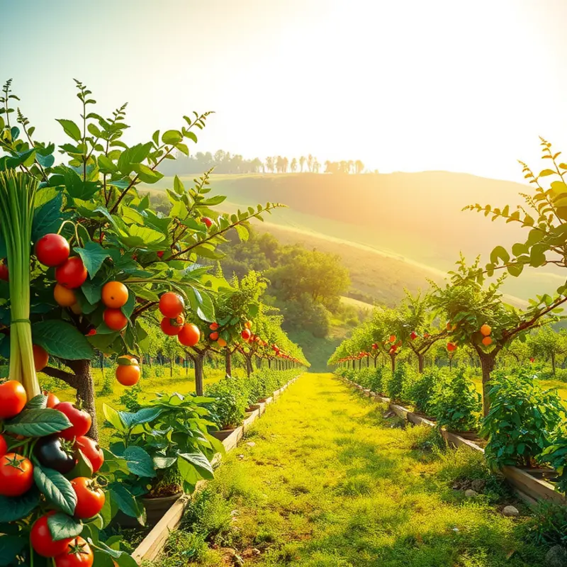 A vibrant, organic orchard showcasing the abundance of healthy produce.